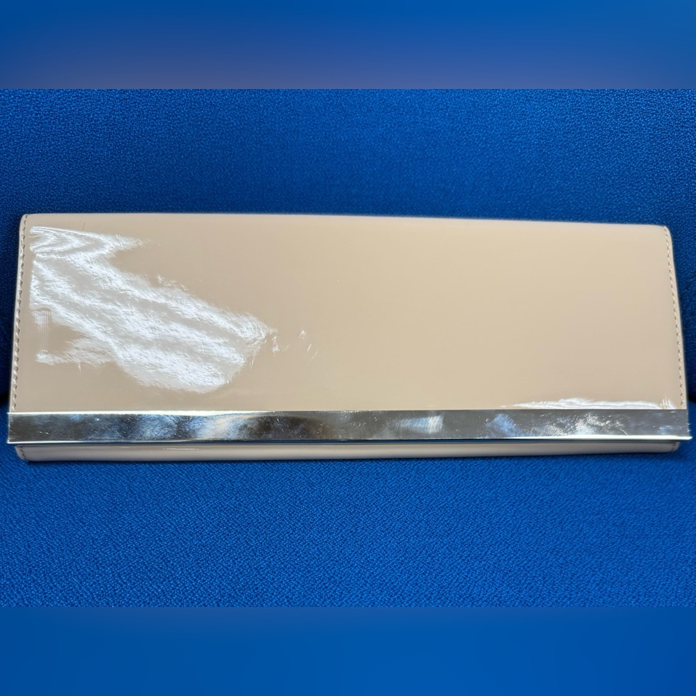 Aldo Clutch Nude Patent Leather with Silver Accent NWT